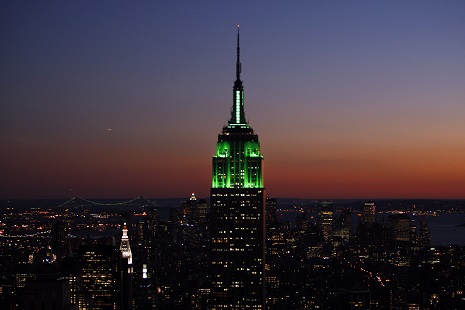 Empire State Building in NYC lit up in green for Eid al-Fitr